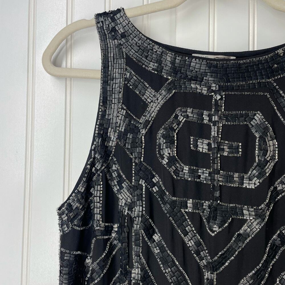VIE LA V Women’s Size 6 Black Beaded Shift Cocktail Dress LBD Evening Party - Picture 5 of 6